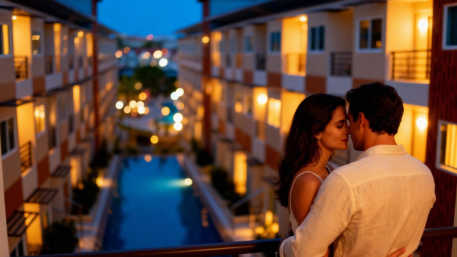 Couple enjoying the balcony view at Andatel Grande Patong