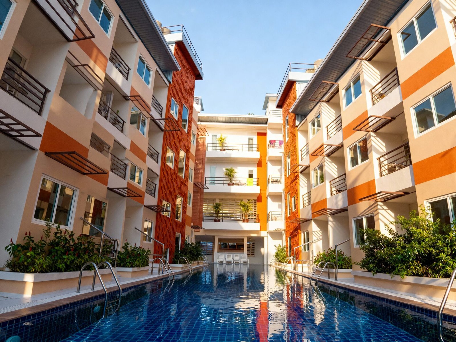 Bird's eye view of the pool area
