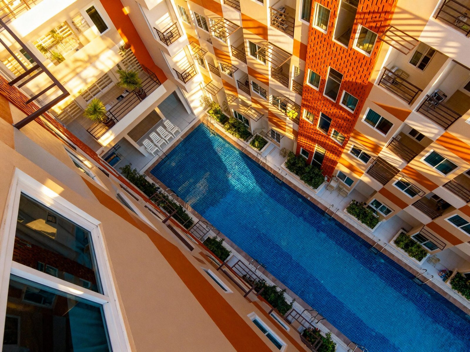 Pool area at dusk, Andatel Grande Patong