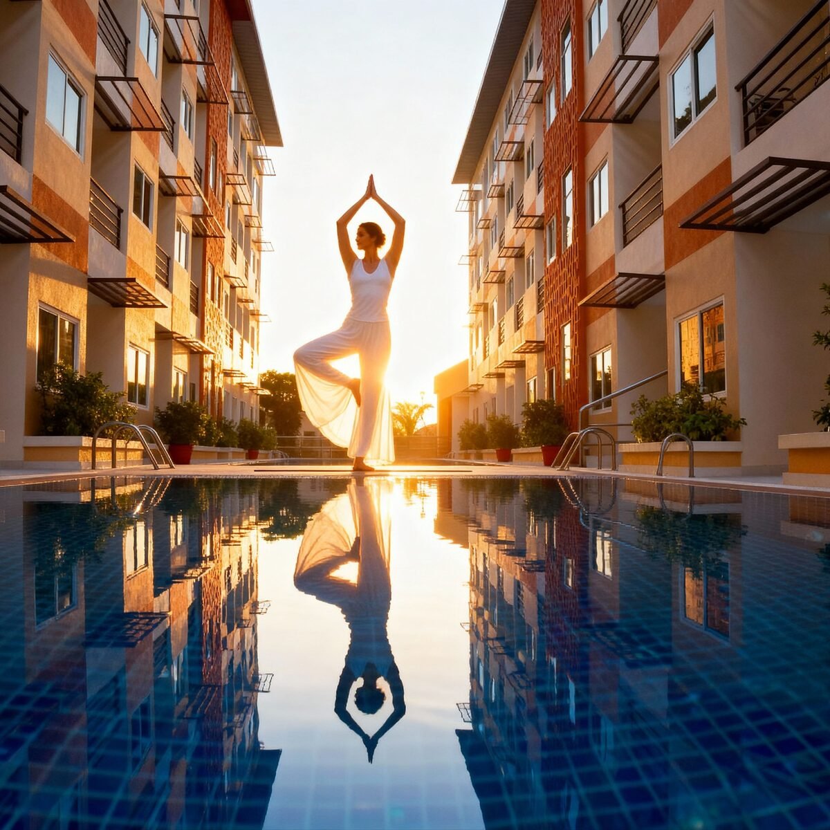 Morning wellness by the pool at Andatel Grande Patong
